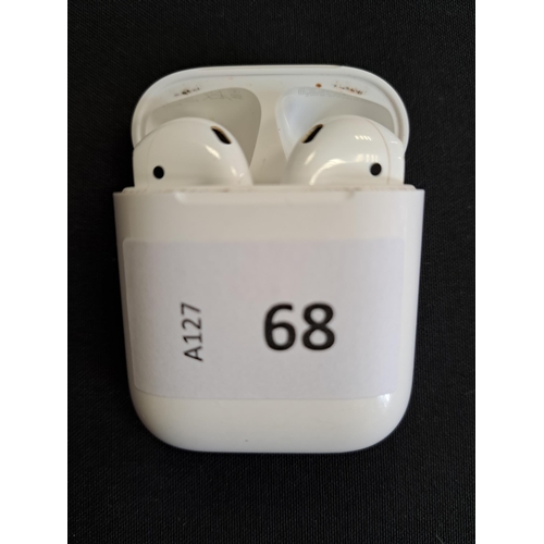 68 - PAIR OF APPLE AIRPODS 
in Lightning charging case
Note: earbud model numbers not visible