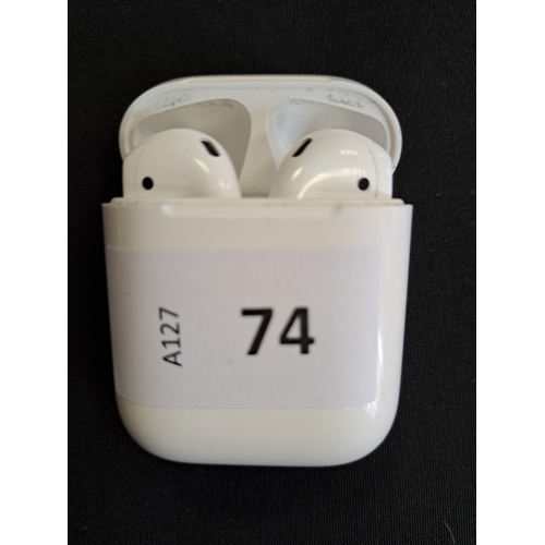 74 - PAIR OF APPLE AIRPODS 2ND GENERATION
in Lightning charging case