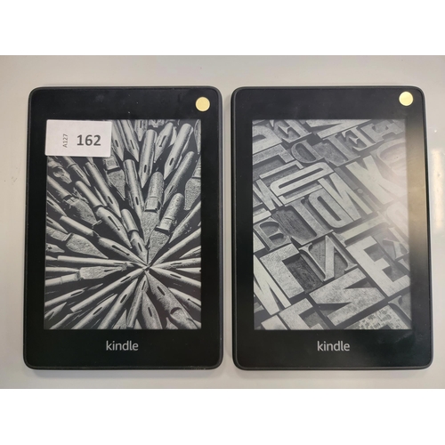 162 - TWO AMAZON KINDLE PAPERWHITE 4 E-READERS
serial numbers G000 PP08 8401 0RKO, G000 PP13 0283 0EBR (2)... 