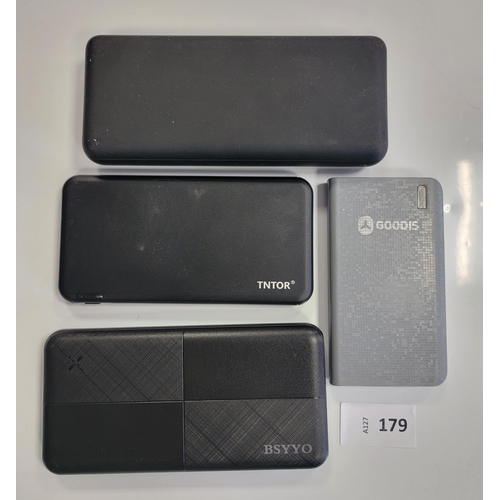 179 - SELECTION OF FOUR POWERBANKS
including Bsyyo, Goodis, Tntor