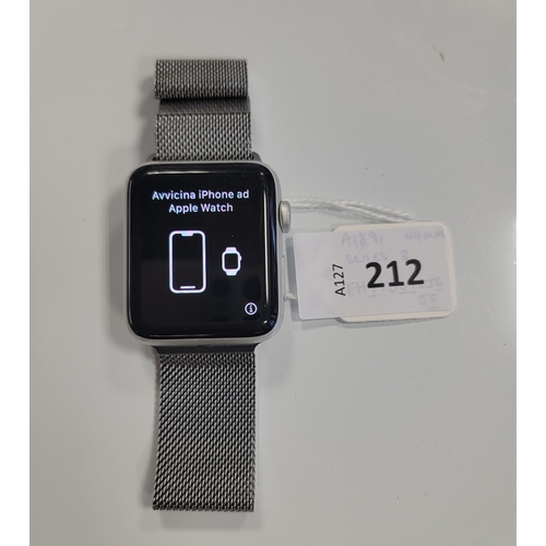 212 - APPLE WATCH SERIES 3
44mm case; model A1891; S/N FH7VG09CJ6J5; Apple Account Locked 
Note: It is the... 