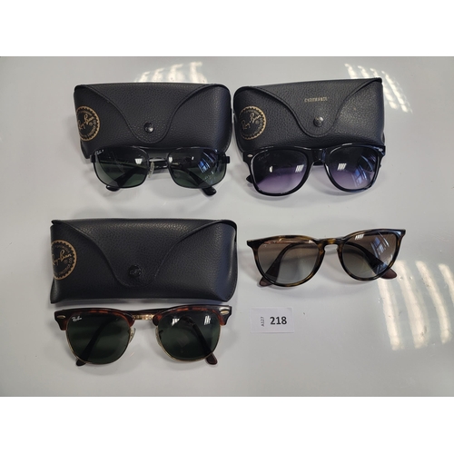 218 - FOUR PAIRS OF RAY BAN SUNGLASSES
three pairs in cases