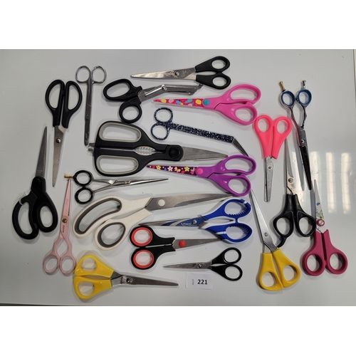 221 - TWENTY-ONE PAIRS OF SCISSORS
of various sizes including hairdressing scissors (21)
Note: You must be... 