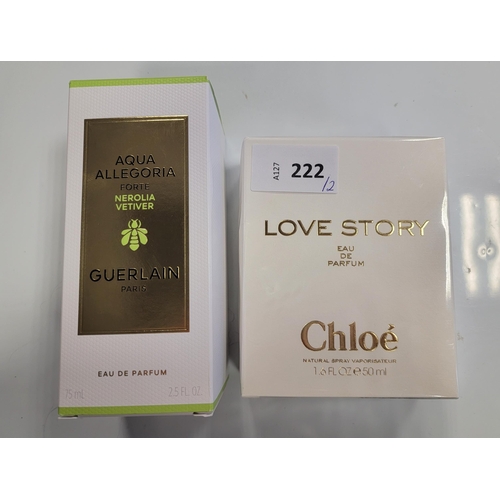 222 - TWO BOXED PERFUMES
comprising Guerlain Aqua Allegoria Nerolia Vetiver eau de parfum (75ml) and Chloe... 