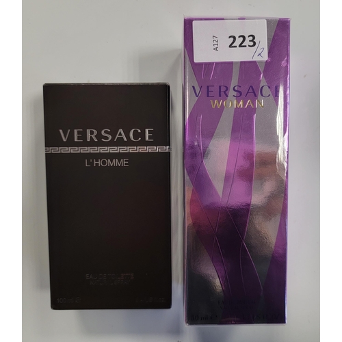 223 - TWO BOXED PERFUMES
comprising Versace Woman eau de parfum (50ml) and Versace L'Homme eau de toilette... 