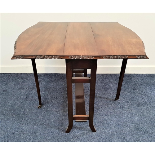 MAHOGANY SUTHERLAND TABLE
with shaped drop flaps, standing on plain supports, 69cm wide