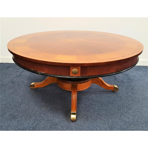 348 - ORNATE MAHOGANY OCCASIONAL TABLE
with a circular sectional and crossbanded top above a deep frieze w... 