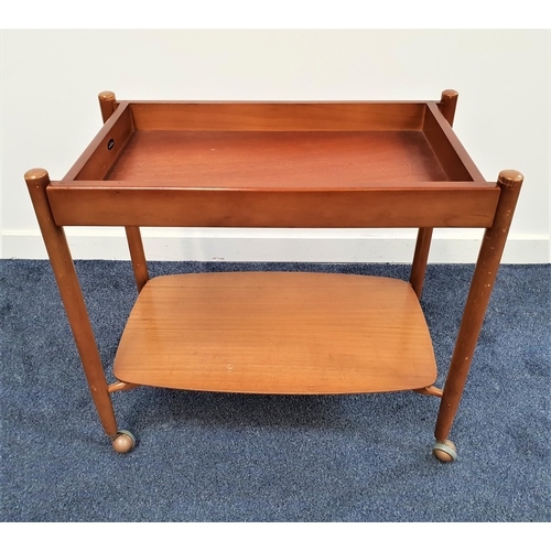 361 - EVERSET TEAK TROLLEY
with a rectangular deep tray top above a lower shelf, on casters, 64.5cm x 71cm