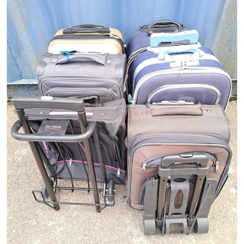 3 - SELECTION OF SIX SUITCASES AND TWO LUGGAGE TROLLEIES
including Tosca, Aerolite, Gedox
Note: All bags... 