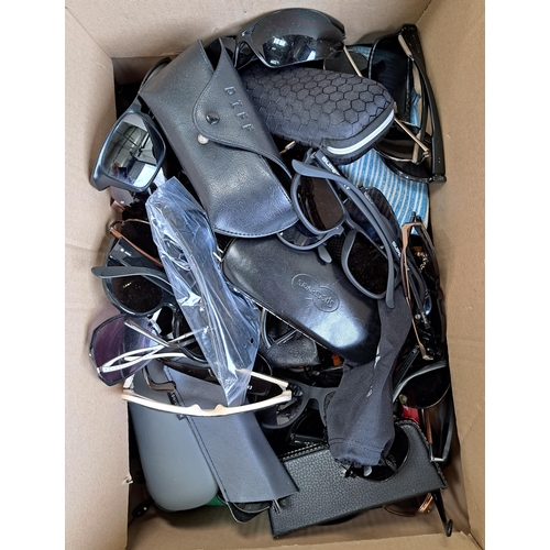 34 - ONE BOX OF BRANDED AND UNBRANDED SUNGLASSES
Note: some may have prescription lenses