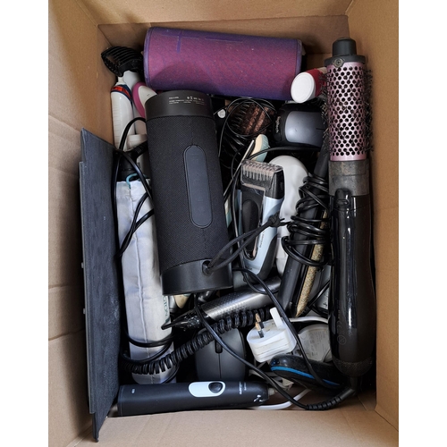 42 - ONE BOX OF ELECTRICAL ITEMS
including hair straighteners, hair hot air brush, electric toothbrushes,... 