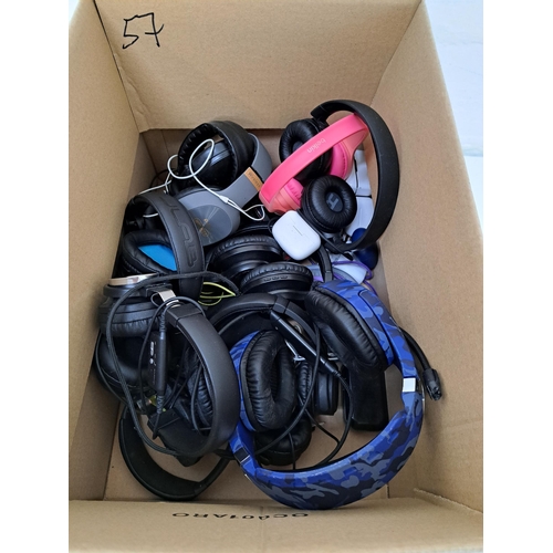 57 - ONE BOX OF HEADPHONES
including on-ear and in-ear