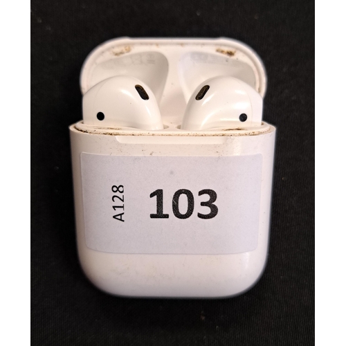 103 - PAIR OF APPLE AIRPODS 2ND GENERATION
in Wireless charging case
Note: some rusting to the magnets of ... 