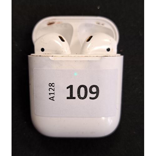 109 - PAIR OF APPLE AIRPODS 2ND GENERATION
in Wireless charging case
Note: the case is dirty with some rus... 