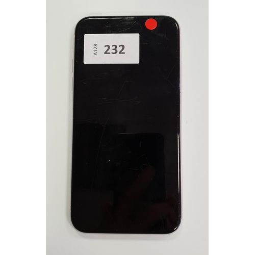 232 - APPLE IPHONE 11
IMEI 356566106833486. Apple Account locked. Screen is very scratched
Note: It is the... 