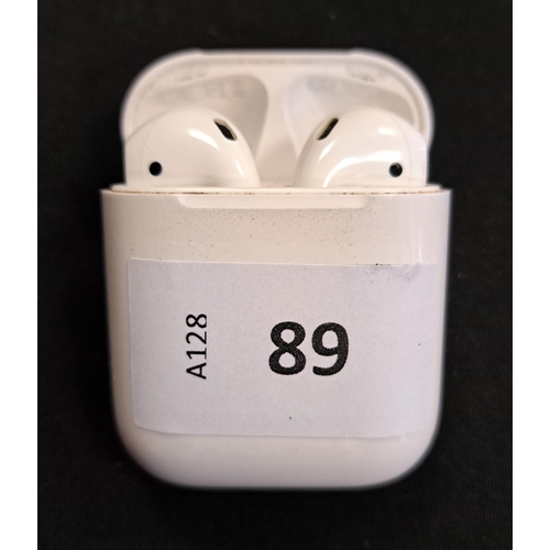 89 - PAIR OF APPLE AIRPODS 
in Lightning charging case
Note: model number not visible on earbuds