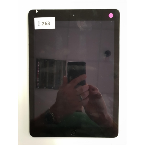 263 - APPLE IPAD AIR - A1475 - WIFI & CELLULAR 
serial number DMPM30YAF4YF. IMEI 358771056393113. NOT Appl... 