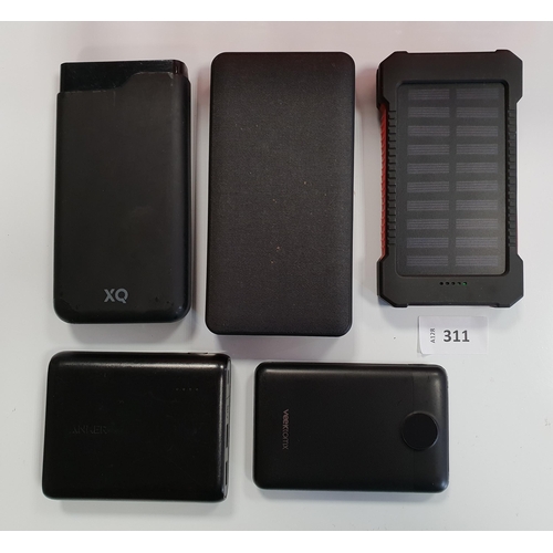 311 - SELECTION OF FIVE POWERBANKS
including Veektomx, Anker, XQ