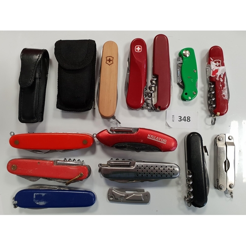 348 - SELECTION OF FIFTEEN SWISS ARMY KNIVES/MULTI TOOLS
Note: You must be over the age of 18 to bid on th... 