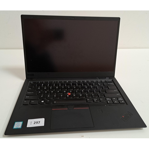 297 - LENOVO THINKPAD X1 CARBON LAPTOP
8th generation; serial number - PF-1EWNH8; Intel Core i7 8th Genera... 