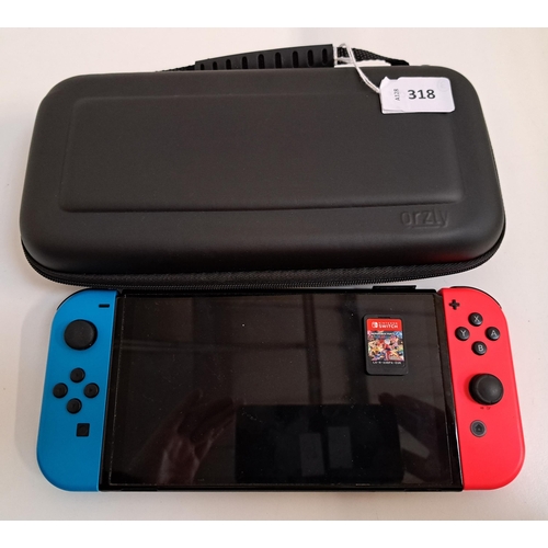 318 - NINTENDO SWITCH 
s/n XTJ70512411618, in a protective case, with Mario Kart Deluxe game