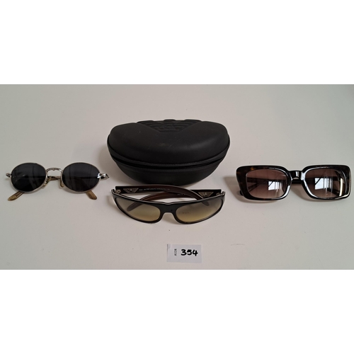 354 - SELECTION OF DESIGNER SUNGLASSES
comprising Burberry, Calvin Klein Jeans and Emporio Armani in case
... 