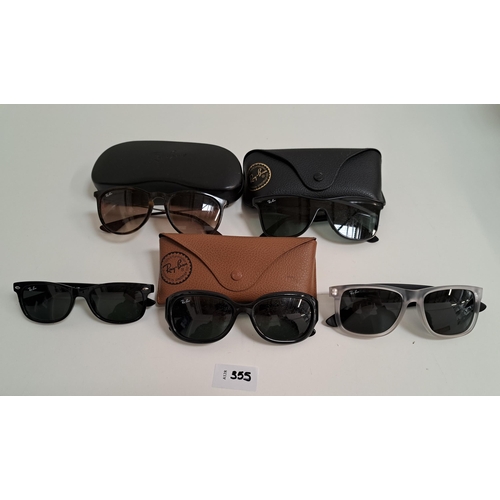 355 - FIVE PAIRS OF RAY-BAN SUNGLASSES
three pairs in cases