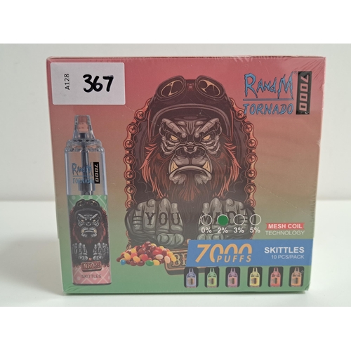 367 - RANDM TORNADO 7000 SKITTLES DISPOSABLE VAPES
2% nicotine, 10 pack
Note: You must be over the age of ... 