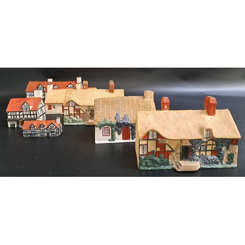 139 - SEVEN W.H.GOSS PASTILLE BURNER COTTAGES
comprising Robert Burns Cottage, 14.6cm long, two Anne Hatha... 