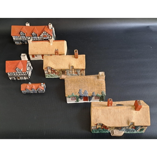 139 - SEVEN W.H.GOSS PASTILLE BURNER COTTAGES
comprising Robert Burns Cottage, 14.6cm long, two Anne Hatha... 