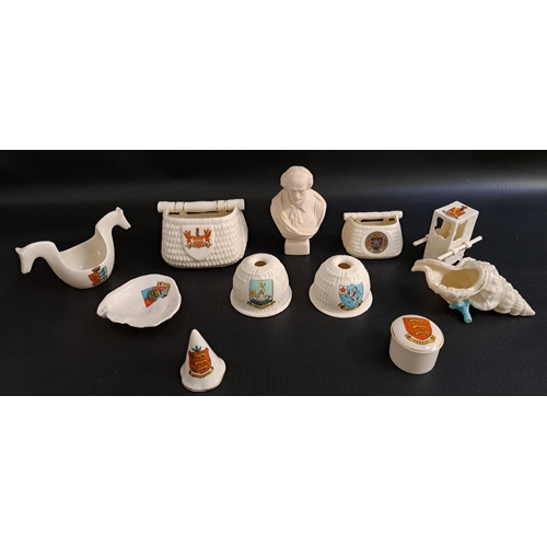 159 - SELECTION OF GOSS WARE
comprising a parian ware Shakespeare bust, Royal Tunbridge Wells sedan chair,... 