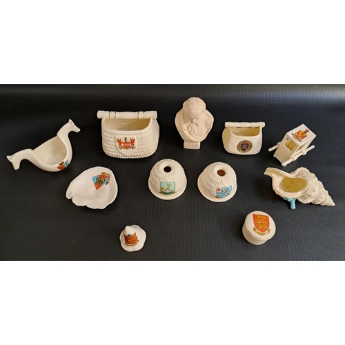 159 - SELECTION OF GOSS WARE
comprising a parian ware Shakespeare bust, Royal Tunbridge Wells sedan chair,... 