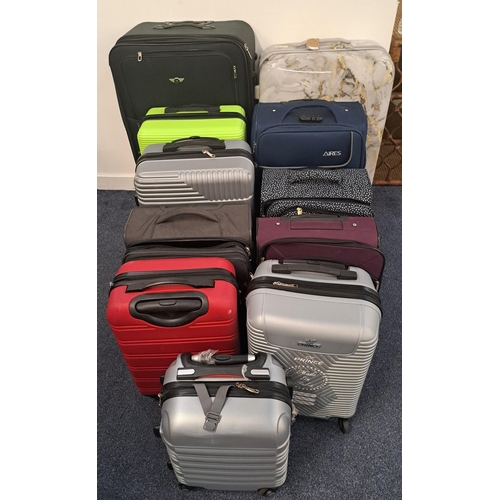 102 - SELECTION OF ELEVEN SUITCASES 
including Prince, Tripp, It Luggage, Aires, Samsonite
Note: All cases... 