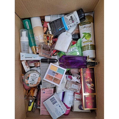 15 - ONE BOX OF COSMETIC AND TOILETRY ITEMS
including Dior, NYX, Body Shop, Mugler, Jean Paul Guiter, Mac
