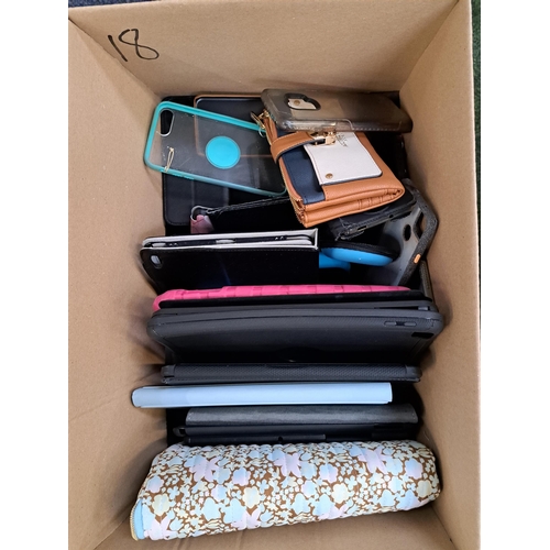 18 - ONE BOX OF PROTECTIVE CASES, WALLETS AND PURSES
including kindle, tablet, phone