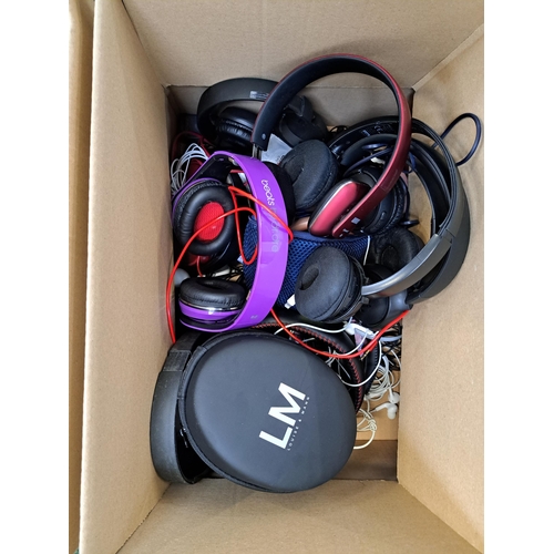 22 - ONE BOX OF HEADPHONES
including in-ear and on-ear