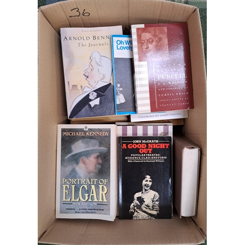 36 - ONE BOX OF BOOKS
including theater interest, biographies, hardbacks