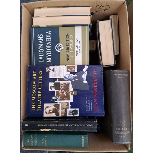 37 - ONE BOX OF BOOKS
including theater interest, biographies, hardbacks