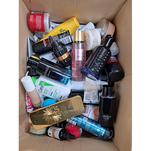4 - ONE BOX OF COSMETIC AND TOILETRY ITEMS
including Paco Rabanne, Armani, Hugo Boss, Viktor&Rolf, Dior,... 