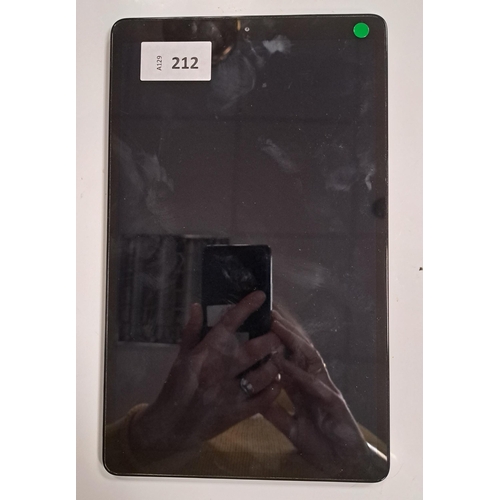 212 - SAMSUNG GALAXY TAB A 
Model: SM-T510.  S/N R52MB0V1PLD. NOT Google Account Locked. 
Note: scratches ... 