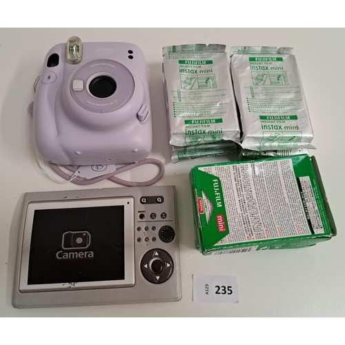 INSTAX MINI 11 CAMERA 
with six packs of film and a photo holder
