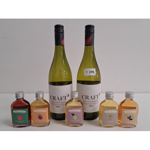 278 - SELECTION OF WINE AND LIQUEUR
comprising two Craft 3 Sauvignon Blanc 2022 (750ml, 12% each), and fiv... 