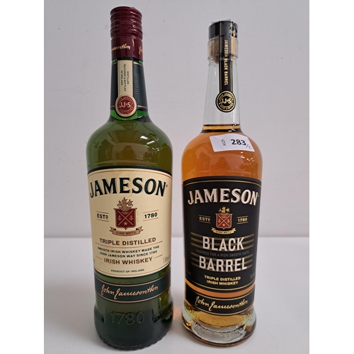 283 - TWO BOTTLES OF JAMESON IRISH WHISKEY
comprising Triple Distilled (1L, 40%) and Black Barrel (700ml, ... 