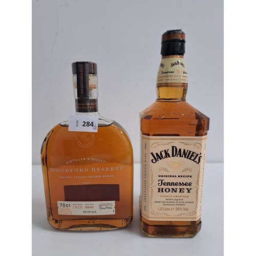 284 - TWO BOTTLES OF WHISKEY
comprising Woodford Reserve Kentucky Straight Bourbon Whiskey (700ml, 43.2%) ... 