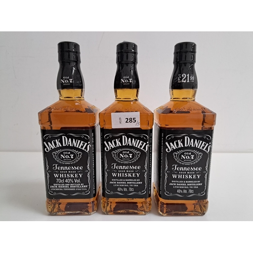 285 - THREE BOTTLES OF JACK DANIEL'S WHISKEY
(700ml, 40% each) (3)
Note: You must be over the age of 18 to... 