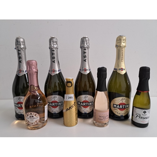 293 - SELECTION OF PROSECCO AND SPARKLING WINE
comprising three Martini Asti (750ml,7.5% each), Martini Pr... 