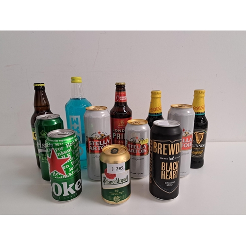 295 - SELECTION OF BEERS, ALE, STOUT AND ALCOPOP
comprising three cans of Stella Artois (2 x 568ml, 1 x 44... 