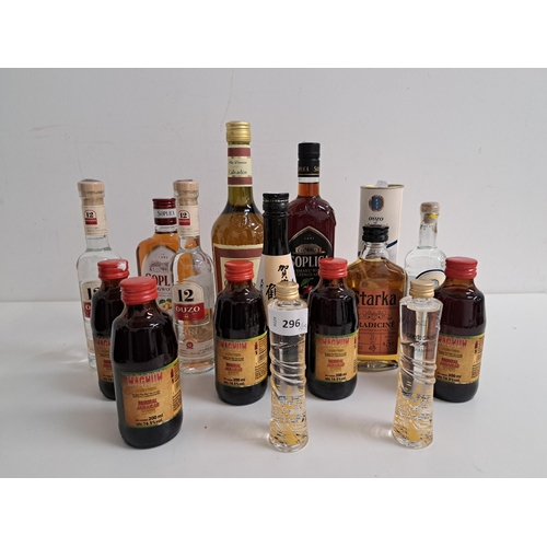 296 - SELECTION OF SPIRITS, WINE AND LIQUEURS
comprising Pere Damien Calvados (700ml, 40%), Soplica Cherry... 