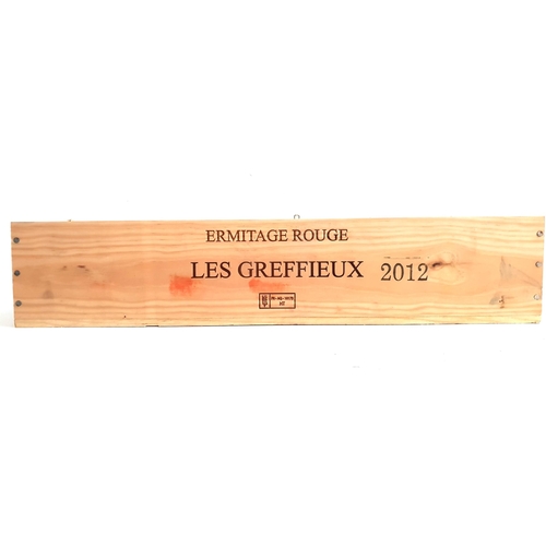 307 - M. CHAPOUTIER LES GREFFIEUX ERMITAGE 2012
6 bottles, in original wooden case, 75cl and 14%