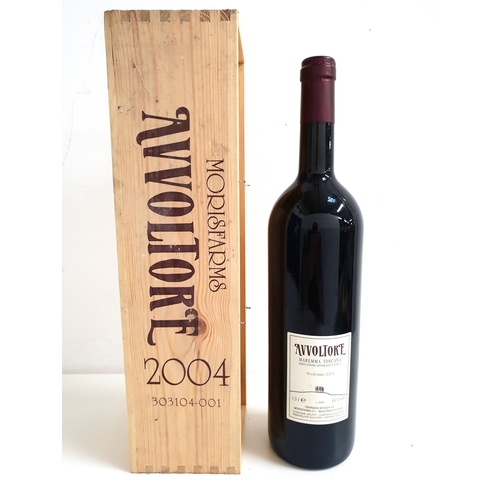 319 - MORISFARMS AVVOLTORE MAREMMA TOSCANA MAGNUM 2004
in original wooden case, 1.5l and 14%